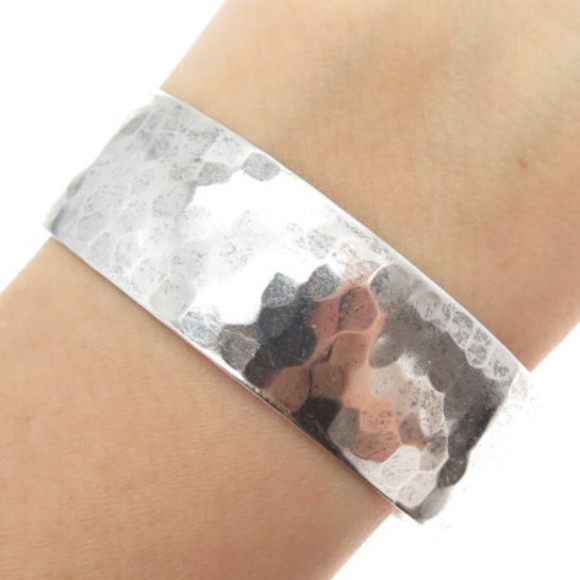 REED & BARTON 925 Sterling Silver Vintage Hammered Adjustable Bracelet 7